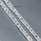 Dây Chuyền Bạc Nam Dây Đơn Mix Mắt Dài Khắc 3D D2411160035