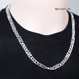 Dây Chuyền Bạc Nam Dây Đơn Mix Mắt Dài Khắc 3D D2411160035