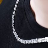 Dây Chuyền Bạc Nam Dây Đơn Mix Mắt Dài Khắc 3D D2411160035