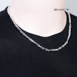 Dây Chuyền Bạc Nam Kiểu Mắt Xích Vuông Mix Sợi Đặc Dài D2411160034