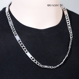 Dây Chuyền Bạc Nam Mắt Dẹt Phay Quả Trám Bản Vừa D2411230018