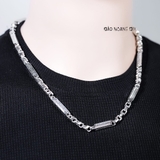 Dây Chuyền Bạc Nam Ống Đúc Dài Kiểu Phay Ô Vuông Nhỏ D2411230012