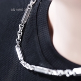 Dây Chuyền Bạc Nam Ống Đúc Dài Kiểu Phay Ô Vuông Nhỏ D2411230012