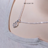 Dây Chuyền Bạc Nữ S990 Trái Tim Đá Lệch Cách Điệu Trẻ Trung D2411130033