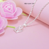 Dây Chuyền Bạc Nữ S990 Trái Tim Đá Lệch Cách Điệu Trẻ Trung D2411130033