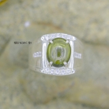 Nhẫn Bạc Nam Phong Thủy Đá Xanh Lục N2408080020