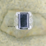 Nhẫn Bạc Nam Phong Thủy Đá Đen Hình Chữ Nhật Đúc Hình Đầu Rắn Hổ Mang Mạnh Mẽ N2407050014