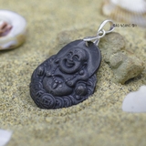 Mặt Dây Chuyền Bạc Phong Thủy Tượng Phật Di Lặc Đá Đen M2409280005