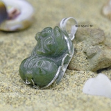 Mặt Dây Chuyền Bạc Phong Thủy Tỳ Hưu Đá Xanh Rêu Size Lớn M2409280019