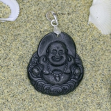 Mặt Dây Chuyền Bạc Phong Thủy Tượng Phật Di Lặc Đá Đen M2409280005