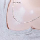 Dây Chuyền Bạc Nữ Dây Đơn Mix Sợi Đặc Nhỏ Phay Chéo Cạnh D2411150074