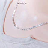 Dây Chuyền Bạc Ta Nữ Kiểu Dây Mè Dẹt Trơn Kiểu Phay Thẳng Cứng Cáp