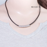 Dây Chuyền Da Nữ Mặt Bạc Đính Đá Tấm Nhiều Style