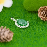 Mặt Dây Chuyền Bạc Nữ Phong Thủy Hình Bầu Dục Đá Xanh Ngọc M2409260031