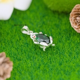 Mặt Dây Chuyền Bạc Nữ Phong Thủy Cóc Ngậm Kim Tiền Đá Xanh Lá M2409260027
