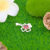 Mặt Dây Chuyền Bạc Nữ Phong Thủy Cỏ 4 Lá Đá Hồng Đậm M2409250045