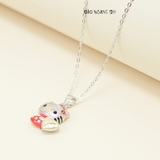 Dây Chuyền Bạc S925 Cho Bé Gái Mèo Hello Kitty Đỏ Ôm Trái Tim Dễ Thương D2411090014