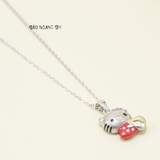 Dây Chuyền Bạc S925 Cho Bé Gái Mèo Hello Kitty Đỏ Ôm Trái Tim Dễ Thương D2411090014