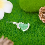 Mặt Dây Chuyền Bạc Nữ Tượng Phật Di Lặc Đá Xanh Ngọc Đính Đá Trắng Size Nhỏ M2409250017