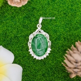 Mặt Dây Chuyền Bạc Nữ Phong Thủy Hình Bầu Dục Đá Xanh Ngọc M2409260031