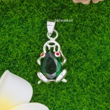 Mặt Dây Chuyền Bạc Nữ Phong Thủy Cóc Ngậm Kim Tiền Đá Xanh Lá M2409260027