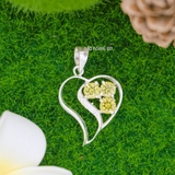 Mặt Dây Chuyền Bạc Nữ Phong Thủy Hình Trái Tim Đá màu