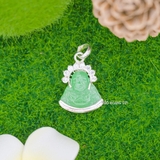 Mặt Dây Chuyền Bạc Nữ Tượng Phật Di Lặc Đá Xanh Ngọc Đính Đá Trắng Size Nhỏ M2409250017