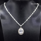 Mặt Dây Chuyền Bạc Nữ Phong Thủy Hình Bầu Dục Đá Trắng Cao Cấp M2409250030