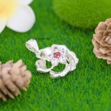 Mặt Dây Chuyền Bạc Nữ Hoa 5 Cánh Trơn Sang Trọng Nhụy Đá Hồng M2409240010