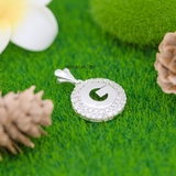 Mặt Dây Chuyền Bạc Nữ Tròn 2 Hàng Đá Lung Linh Móc Treo Chiếc Lá M2409240046