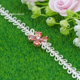 Lắc Tay Bạc Nữ Hoa 4 Cánh Đá Màu