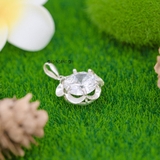 Mặt Dây Chuyền Bạc Nữ Phong Thủy Hoa 6 Cánh Trơn Đá Trắng M2409250036