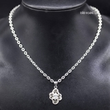 Mặt Dây Chuyền Bạc Nữ S925 Hoa 4 Cánh Đá Oval Sang Trọng M2409230009