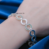 Lắc Tay Bạc Nữ S925 Móc Tròn Đá Màu