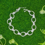 Lắc Tay Bạc Nữ S925 Kiểu Mắt Nối Hình Chiếc Lá Đẹp Lấp Lánh L2410070005