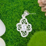 Mặt Dây Chuyền Bạc Nữ S925 Hoa 4 Cánh Đá Oval Sang Trọng M2409230009