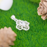 Mặt Dây Chuyền Bạc Nữ S925 Hoa 4 Cánh Đá Oval Sang Trọng M2409230009