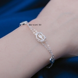 Lắc Tay Bạc Nữ S925 Mặt Mèo Kitty Và Cá Đáng Yêu Tinh Nghịch L2410160029