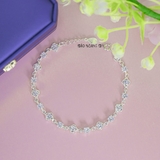 Lắc Tay Bạc Nữ S990 Nguyên Chất Hoa 4 Cánh Đá Trắng Tinh Tế L2410070054