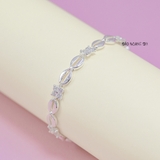 Lắc Tay Bạc Nữ Hoa Đá Trắng 4 Cánh Mắt Xích Đôi Xinh Xắn L2410070056