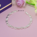 Lắc Tay Bạc Nữ Hoa Đá Trắng 4 Cánh Mắt Xích Đôi Xinh Xắn L2410070056