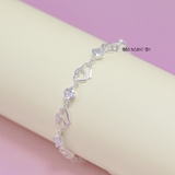 Lắc Tay Bạc Nữ S925 Hình 2 Trái Tim Dải Đá Lấp Lánh L2410070027