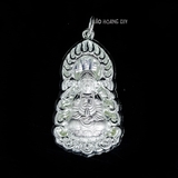 Mặt Dây Chuyền Bạc Nữ S999 Tượng Phật Quan Âm Mặt Sau Phay Cát Khắc Chữ M2409250015