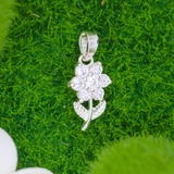 Mặt Dây Chuyền Bạc Nữ Hình Bông Hoa 6 Cánh Có Cành Và Lá M2409210024