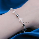 Lắc Tay Bạc Nữ Đá Đen Hình Thoi Nổi Bật Sang Trọng L2410130024