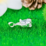 Mặt Dây Chuyền Bạc Nữ Phong Thủy Cóc Ngậm Kim Tiền Đá Trắng Size Nhỏ M2412170006