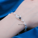 Lắc Tay Bạc Nữ Hình Chiếc Lá Đá Đen Hình Bông Hoa 5 Cánh Tinh Tế L2410130025