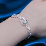 Lắc Tay Bạc Nữ Hình Cánh Bướm Có Trăng Và Hoa
