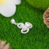 Mặt Dây Chuyền Bạc Nữ S990 Hình Bông Hoa 3 Cánh Đính Đá Uốn Lượn M2409210016
