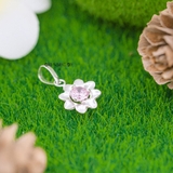 Mặt Dây Chuyền Bạc Trẻ Em Hình Bông Hoa 8 Cánh Trơn Nhụy Đá Hồng M2409210015